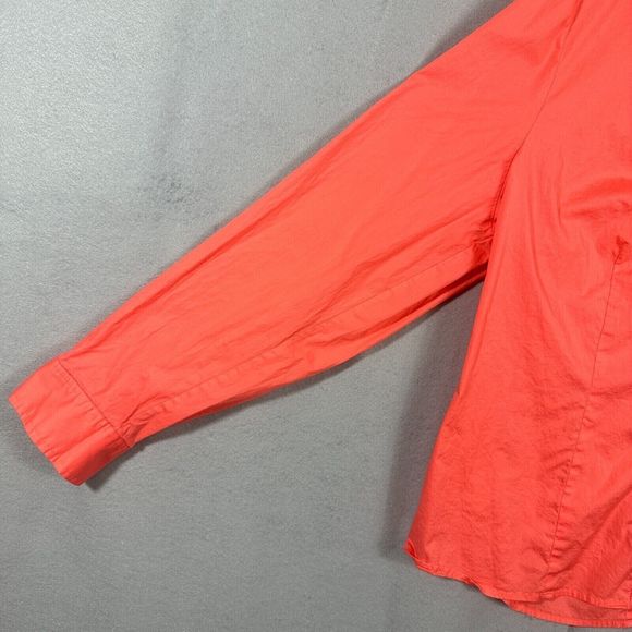 CJ Banks Womens Button Up Top Orange Solid  Plus Size 1X Stretch - Picture 4 of 10